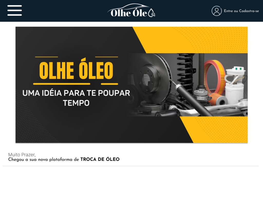 Landing page Olhe Óleo 